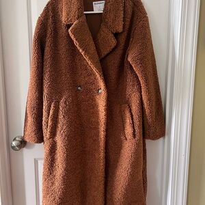 Old Navy Women's Long Brown Sherpa Coat